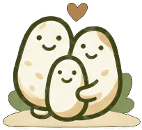 Ilustración de la familia de Plan Papas abrazada