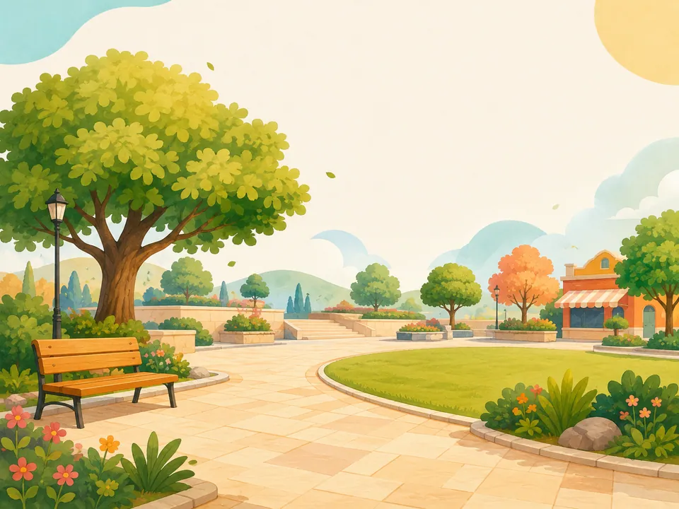 Ilustración de plaza o parque; Parque del río todavía no tiene una foto publicada